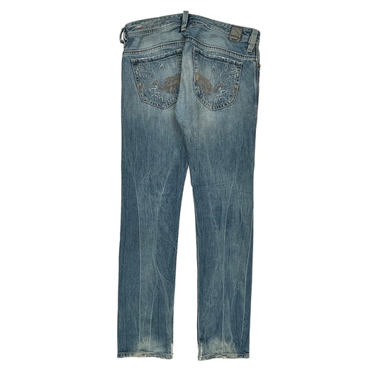 Diesel Thanaz Slim Fit Jeans - 35W 32L Light Wash Cotton
