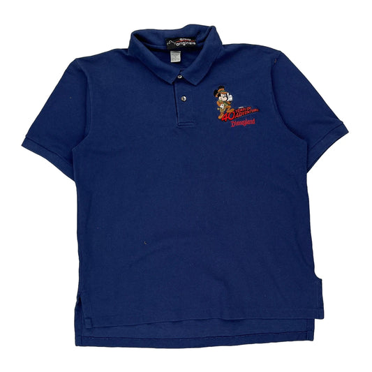 Made In USa Disneyland 40 Years Of Adventure Disney Polo Shirt - Medium Blue Cotton