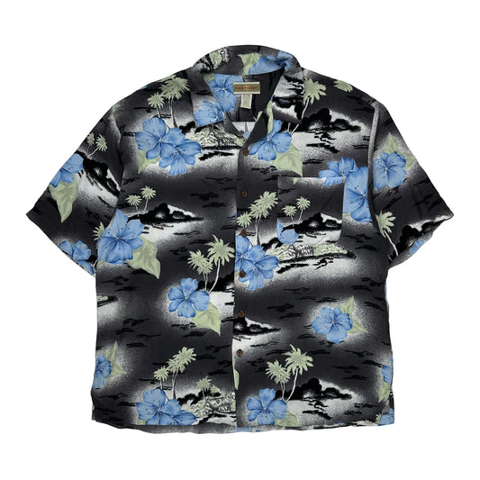 Vintage Original Island Floral Hawaiian Shirt - XL Black Viscose