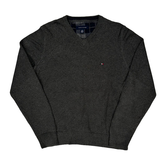 Vintage Tommy Hilfiger Jumper - Medium Grey Wool Blend