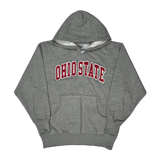 Vintage Ohio State Majestic College Hoodie - Large Grey Cotton Blend