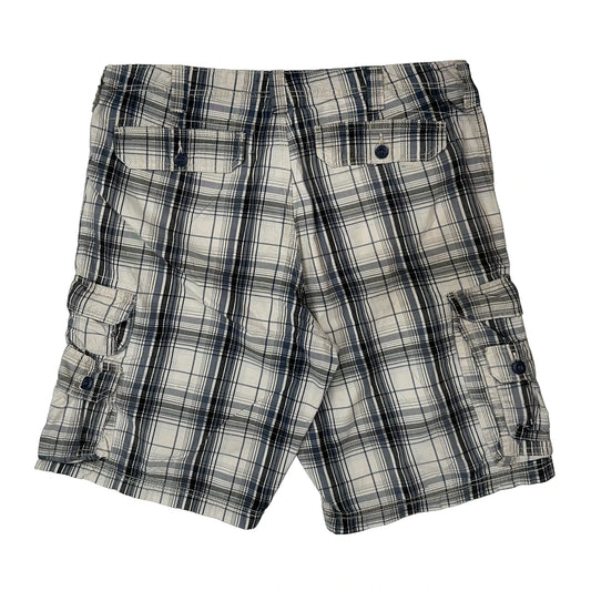 Vintage Lee Checked Cargo Shorts - 36W 10L Grey Cotton