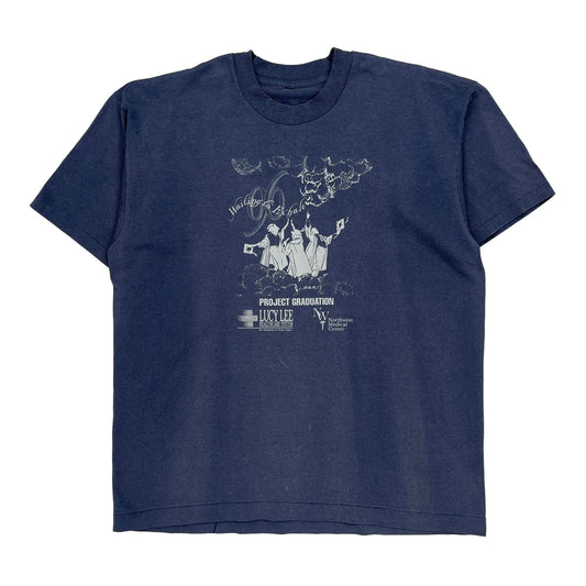 Gildan Single Stitch T-Shirt - XL Blue Cotton