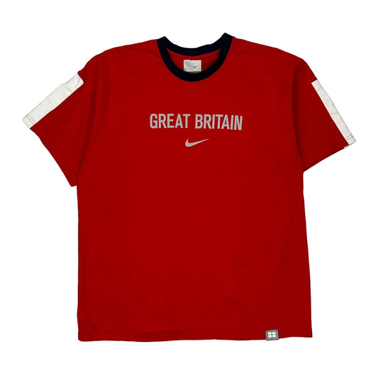 Great Britain Nike Graphic T-Shirt - Large Red Cotton