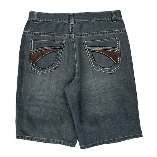 Lions Crest Denim Shorts - 36W 12L Grey Cotton Blend