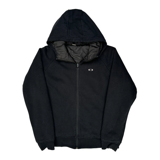Oakley Zip Through Heavyweight Hoodie - Large Black Cotton