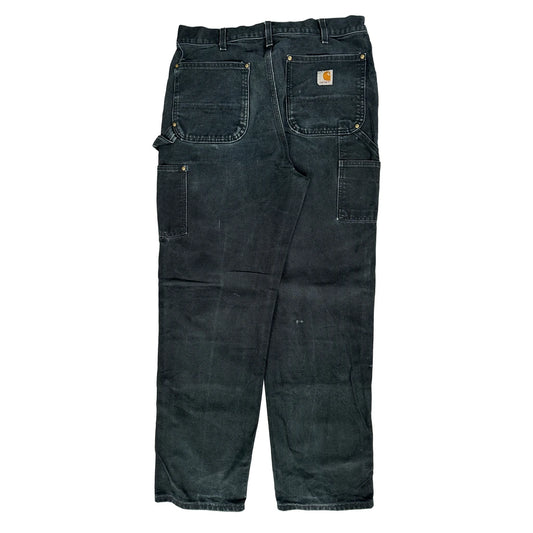 Carhartt Double Knee Carpenter Trousers - 30W 32L Black Cotton