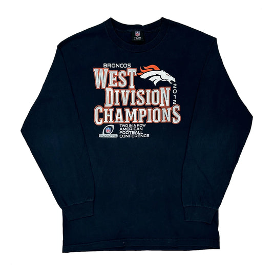 Broncos Nfl Long Sleeve T-Shirt - Large Navy Cotton