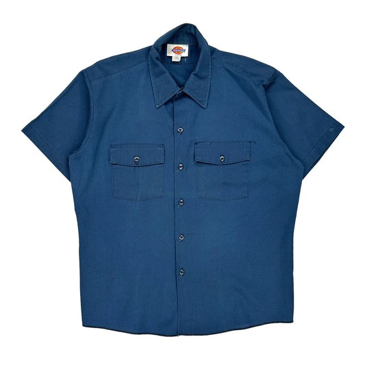 Dickies Short Sleeve Shirt - XL Blue Polyester Blend