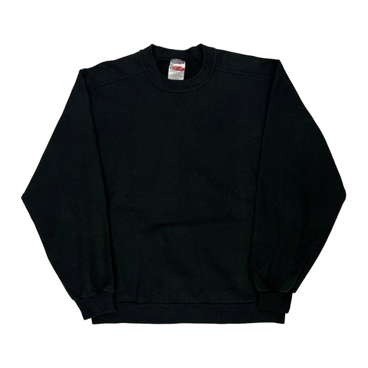 90S Blank Jerzees Sweatshirt - Medium Black Cotton Blend