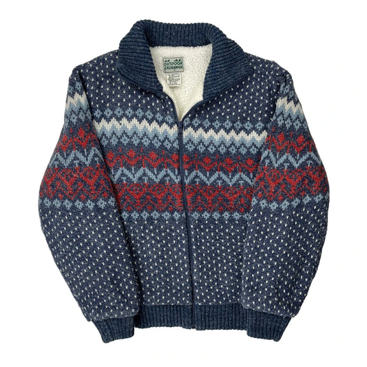 Vintage Outdoor Exchange Argyle Zip Up - Medium Blue Polyester