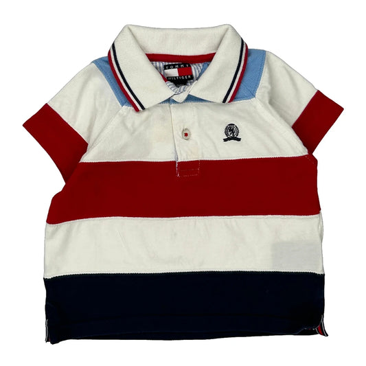 Age 3-6 Months Tommy Hilfiger Striped Polo Shirt - 2XS Blue Cotton