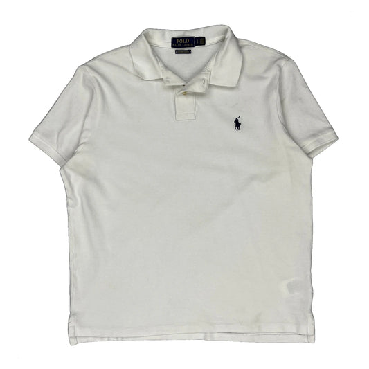Vintage Polo By Ralph Lauren Slim Fit Polo Shirt - Large White Cotton