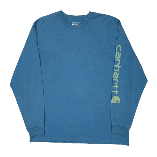 Carhartt Long Sleeve T-Shirt - Large Blue Cotton