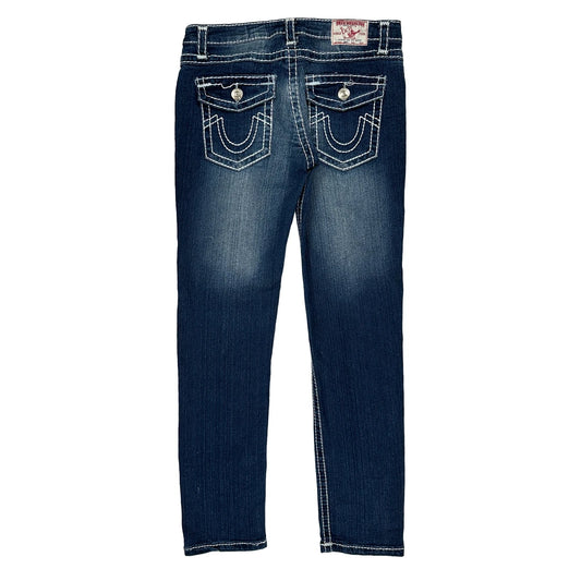 True Religion Contrast Stitch Jeans - 32W UK 10 Dark Wash Denim