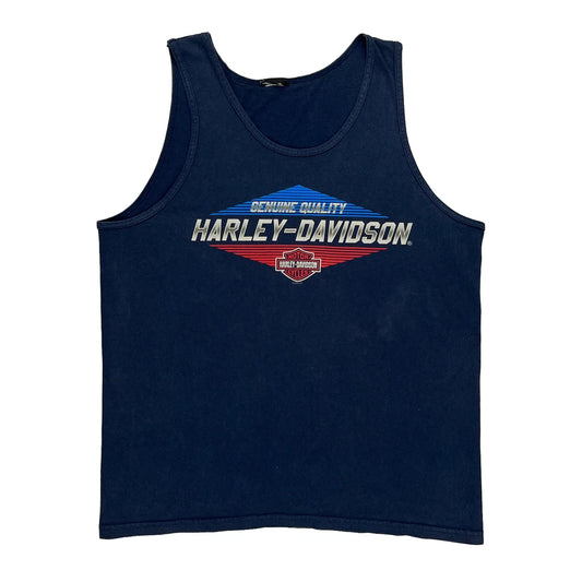Roadhouse Harley Davidson Graphic Vest - Medium Blue Cotton