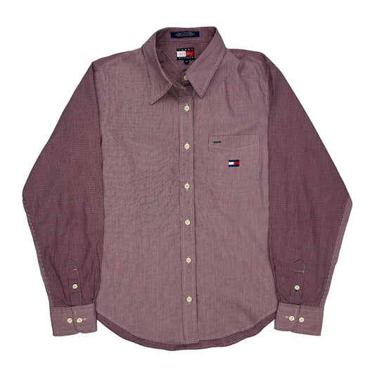 Age 12 Tommy Hilfiger Checked Shirt - Small Burgundy Cotton