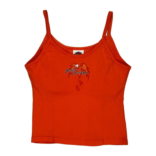 Made In USA Harley Davidson Cami Top - Large Orange Cotton
