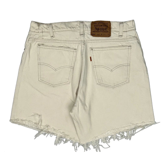 Levis Cut Off Denim Shorts - 32W UK 12 White Cotton