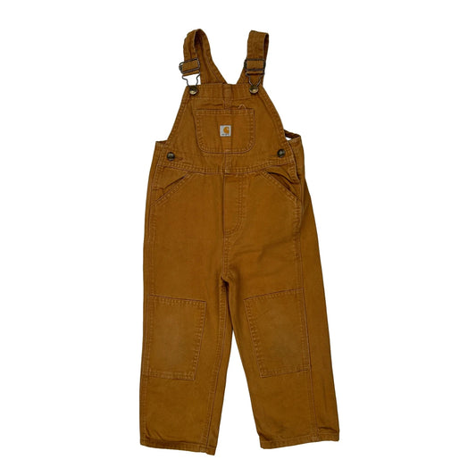 Age 3 Carhartt Double Knee Dungarees - 3XS Brown Cotton
