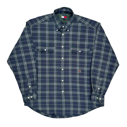 Tommy Hilfiger Checked Shirt - Large Blue Cotton