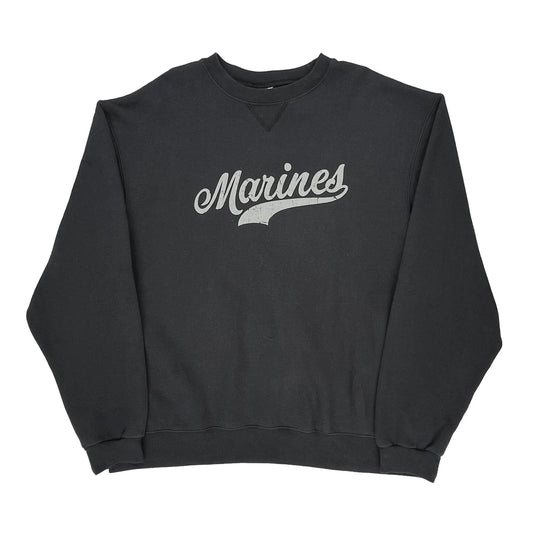 Marines Unbranded Spellout Sweatshirt - 2XL Black Cotton