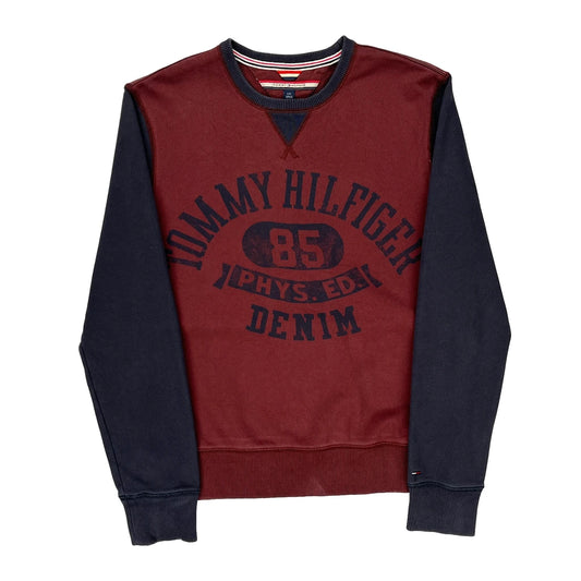 Tommy Hilfiger Denim Sweatshirt - Large Burgundy Cotton
