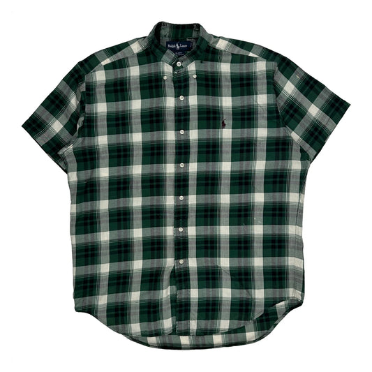 Ralph Lauren Checked Short Sleeve Shirt - Medium Green Cotton