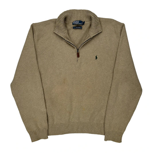 Polo By Ralph Lauren 1/4 Zip - 2XL Beige Cotton