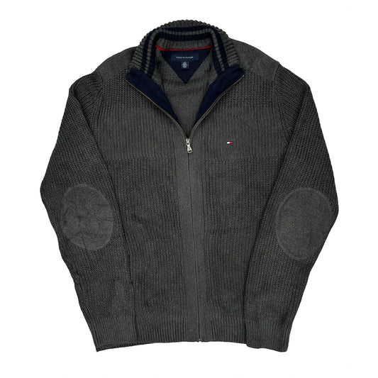 Vintage Tommy Hilfiger Zip Up - Large Grey Cotton
