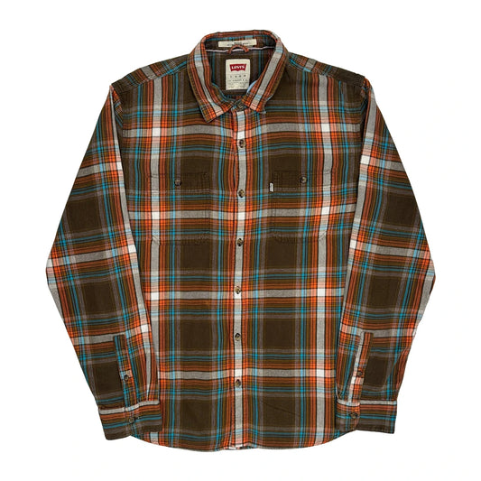 Vintage Levis Checked Flannel Shirt - XL Brown Cotton