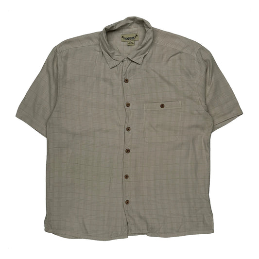Paradise Coves Checked Short Sleeve Shirt - Large Beige Silk