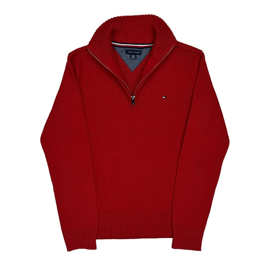Vintage Age 8-10 Tommy Hilfiger 1/4 Zip - Small Red Cotton