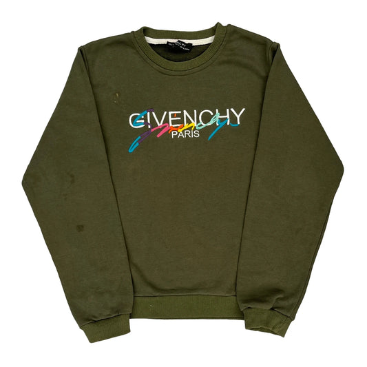 Age 13-14 Givenchy Graphic Sweatshirt - Large Green Cotton