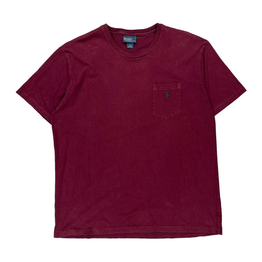 Polo By Ralph Lauren T-Shirt - Large Burgundy Cotton