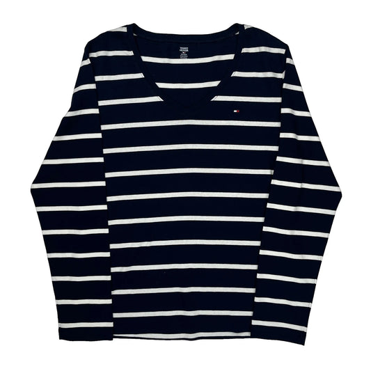 Tommy Hilfiger Striped Long Sleeve T-Shirt - 2XL Navy Cotton