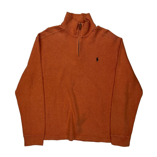 Polo By Ralph Lauren 1/4 Zip - Large Orange Cotton