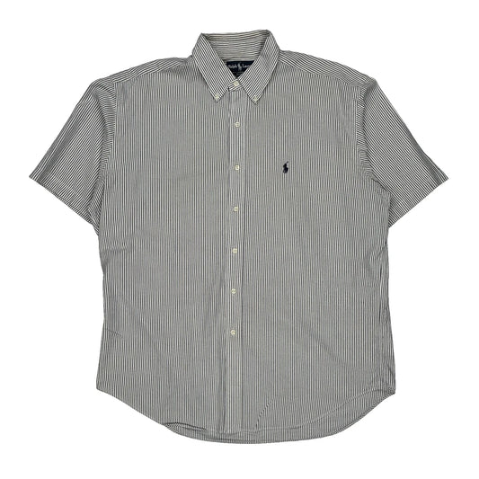 Blake Ralph Lauren Striped Short Sleeve Shirt - Large Black & White Cotton