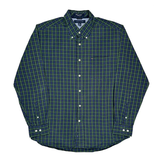 Vintage Tommy Hilfiger Checked Shirt - Large Green Cotton