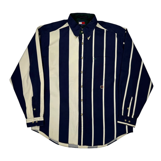 Tommy Hilfiger Striped Shirt - Large Cream Cotton
