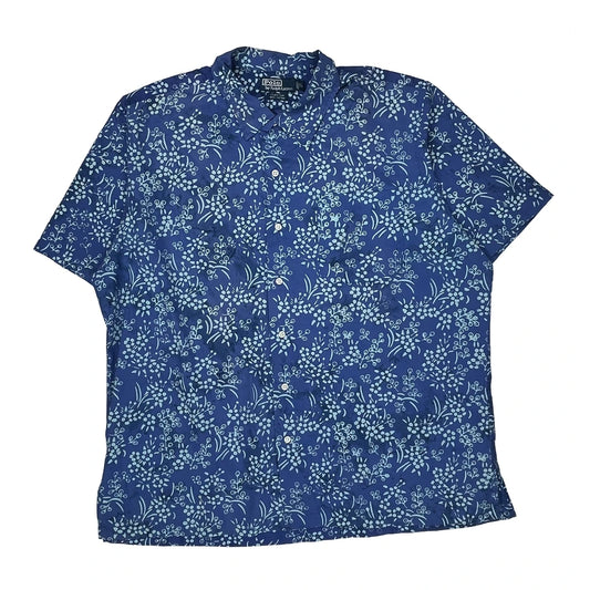 Clayton Polo By Ralph Lauren Floral Short Sleeve Shirt - XL Blue Cotton
