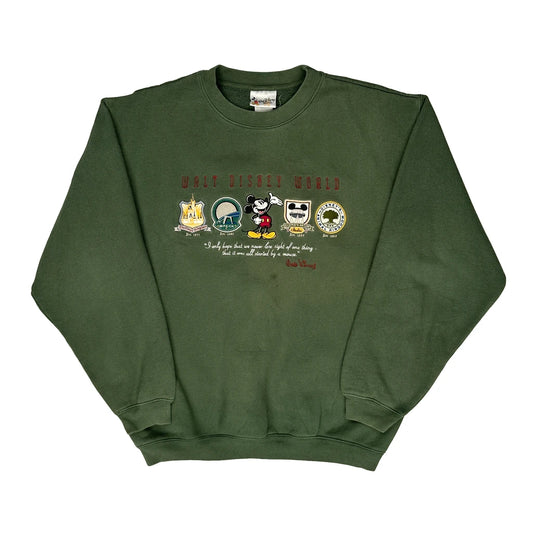 Vintage Walt Disney World Disney Graphic Sweatshirt - Large Green Cotton