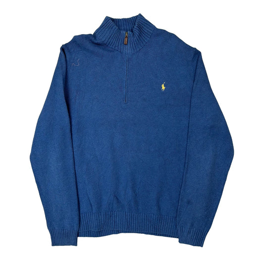 Vintage Polo By Ralph Lauren 1/4 Zip - XL Blue Cotton