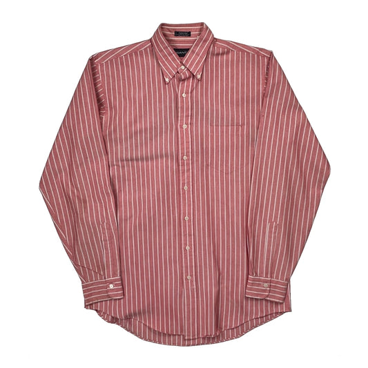 Vintage Gant Striped Shirt - Large Red Cotton Blend