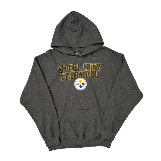 Vintage Steel City Football Nfl Hoodie - Large Grey Cotton