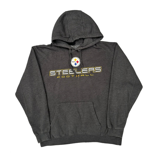 Vintage Steelers Nfl Hoodie - XL Grey Cotton Blend