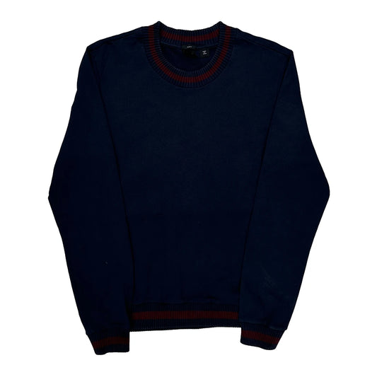 Vintage Boss Slim Fit Sweatshirt - Large Navy Cotton