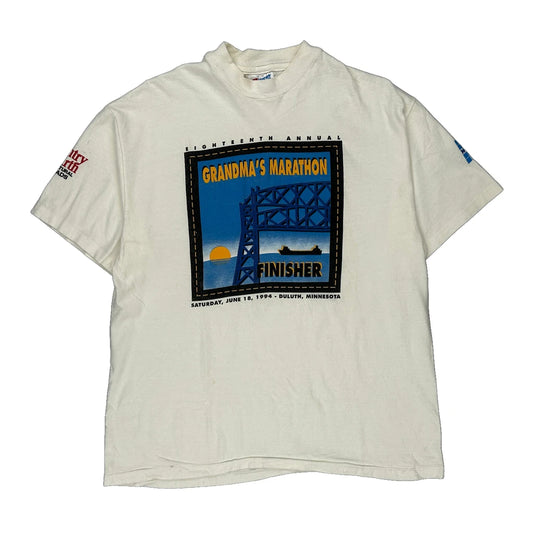 Grandma'S Marathon Finisher Hanes Single Stitch T-Shirt - Large White Cotton