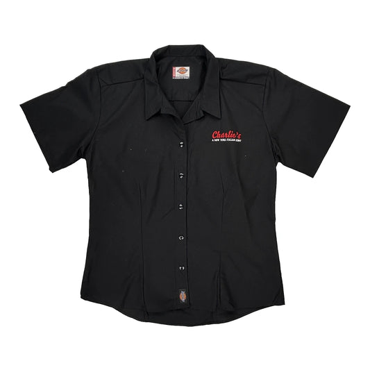 Dickies Short Sleeve Shirt - Medium Black Polyester Blend