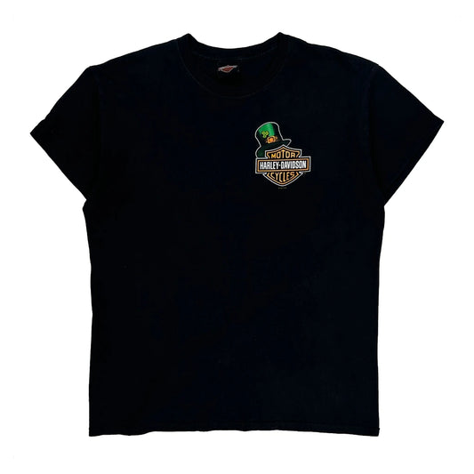 St. Patrick'S Day Theme Harley Davidson Graphic T-Shirt - Large Black Cotton